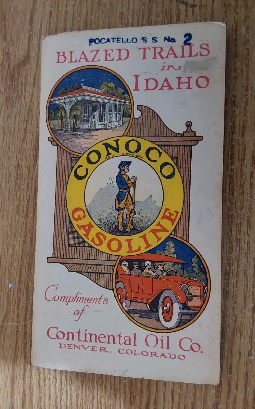 1925 ''BLAZED TRAILS IN IDAHO'' CONOCO GASOLINE FOLD OUT MAP
