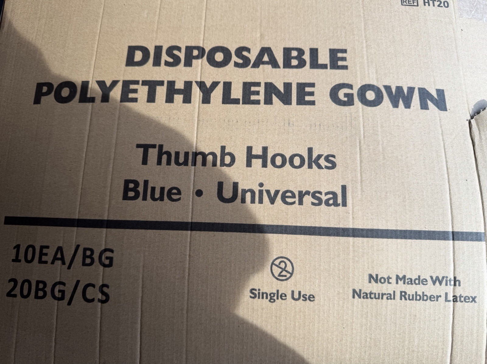 Bulk box - 200pc - DISPOSABLE POLYETHYLENE GOWN Thumb Hooks • Blue • Universal