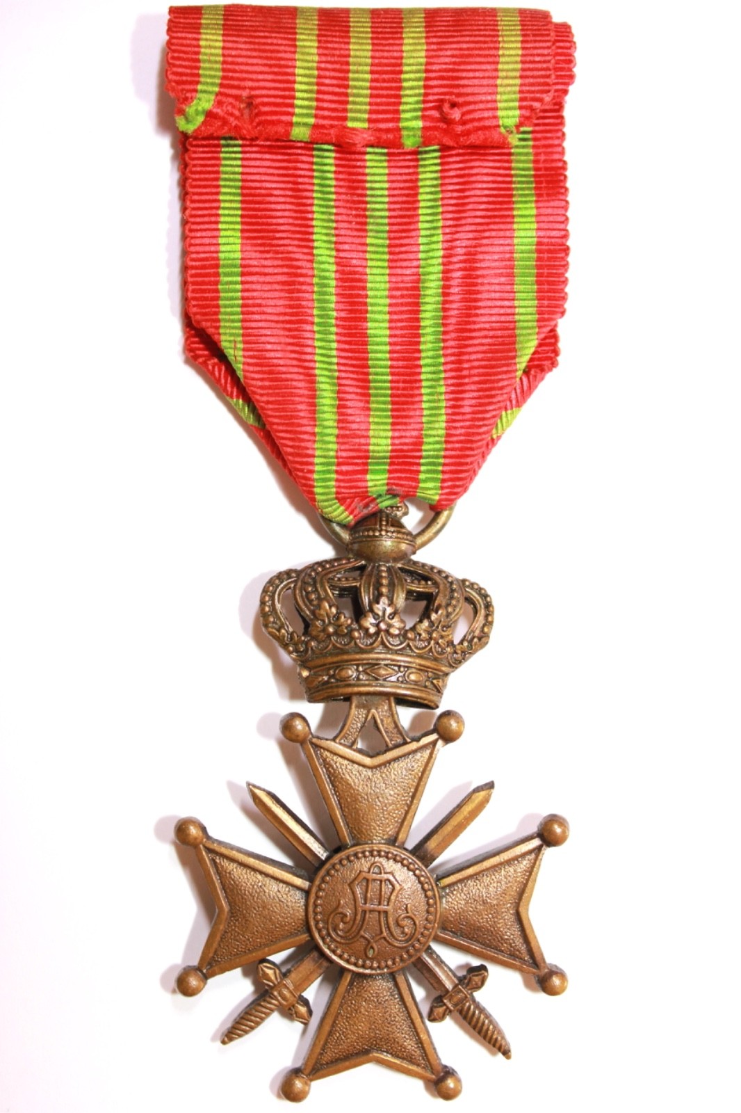 BELGIUM: Croix de Guerre 1914-18; Belgian WW1 Cross of War Medal; 2 Bronze Palms