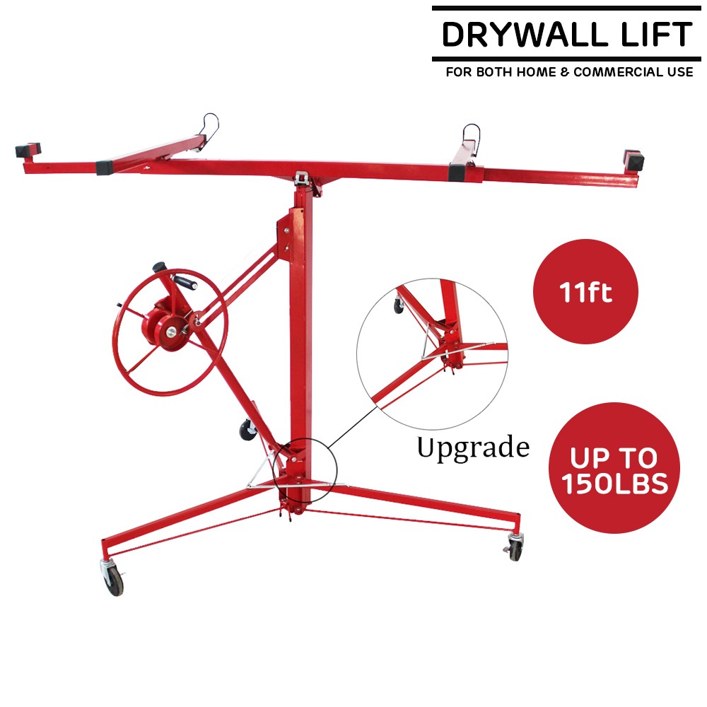 Drywall Rolling Lifter Panel Hoist Jack 11FT Plasterboard Jack Carrier 150lbs
