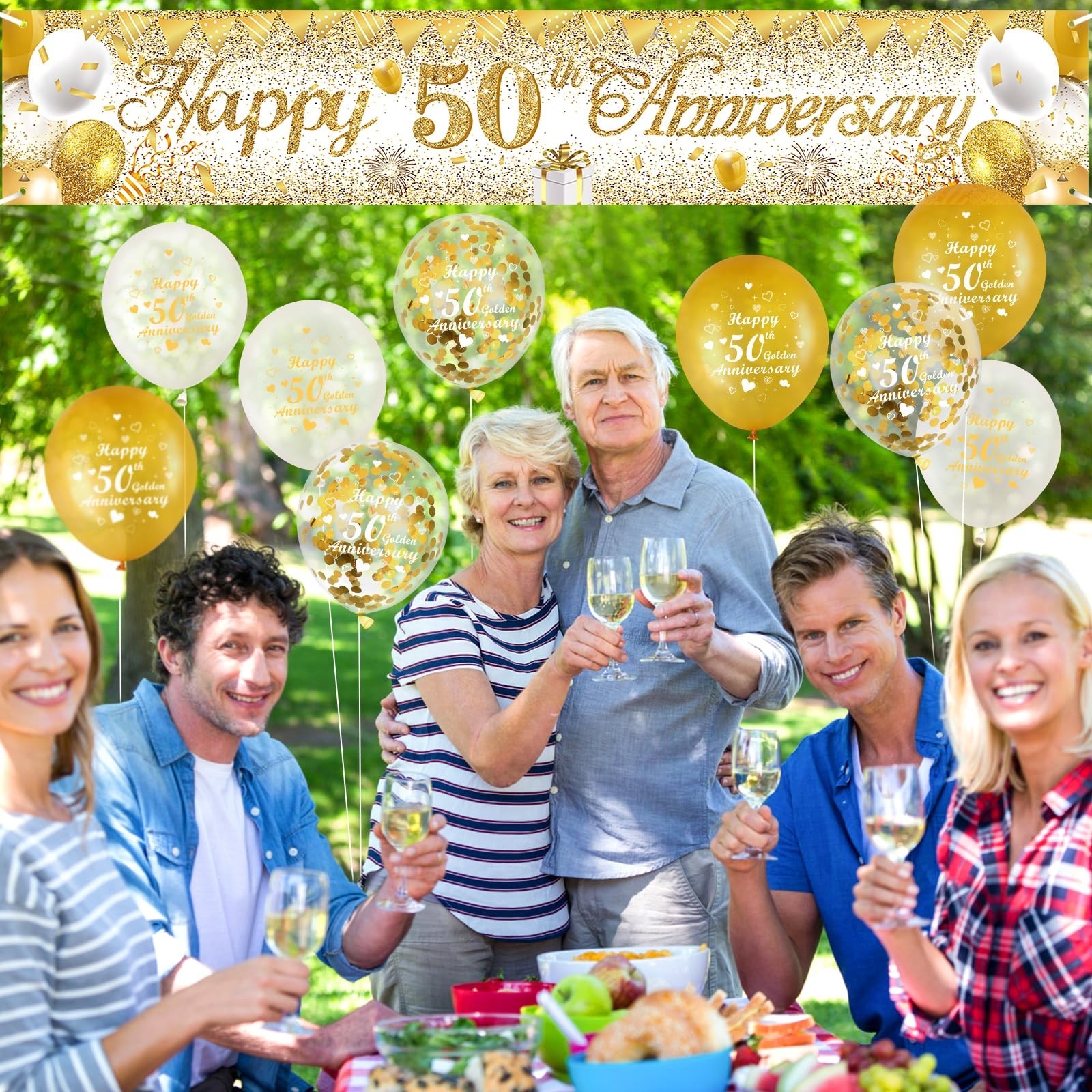 50th Wedding Anniversary Decorations White Gold Happy 50th Anniversary Yard B...