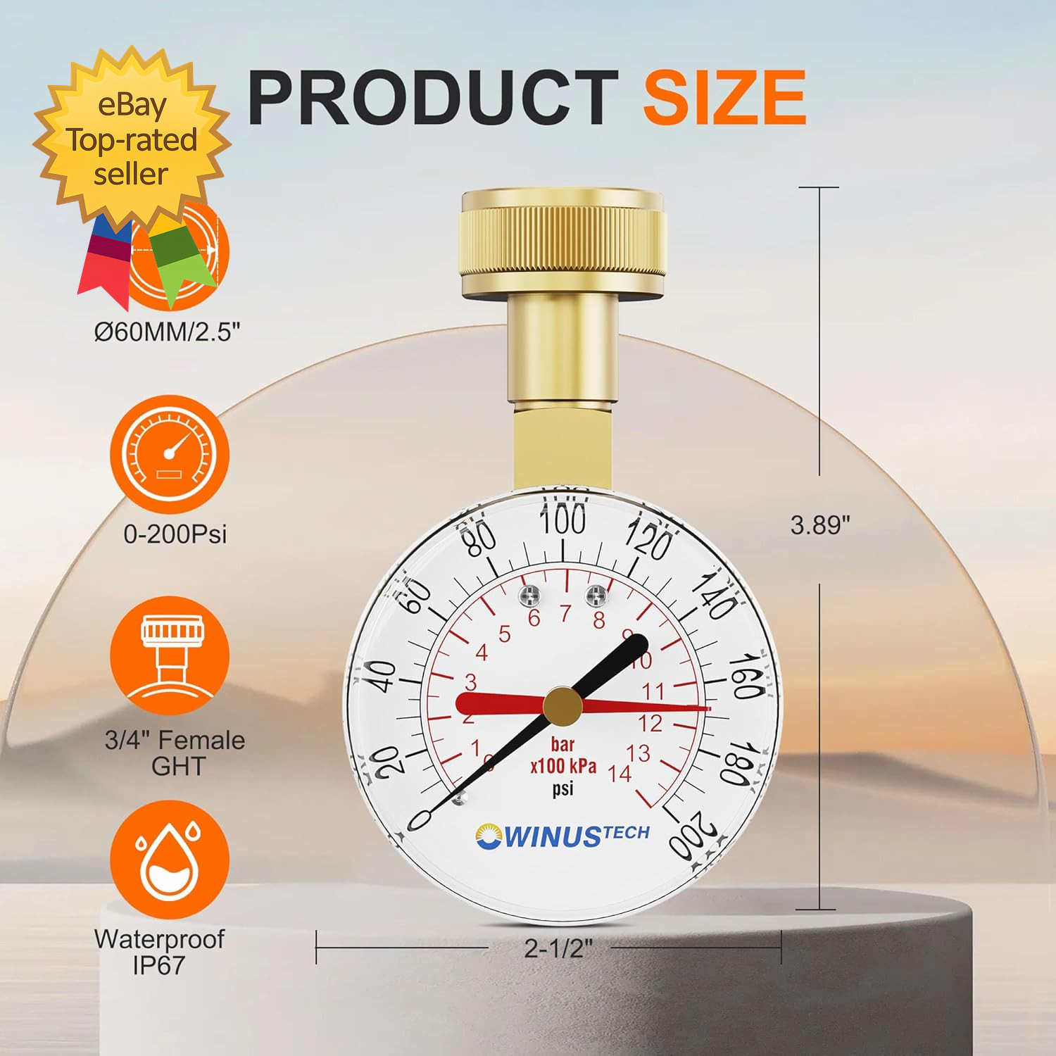 Water Pressure Gauge Female Gauge Water Pressure Test Gauge for Home Dial