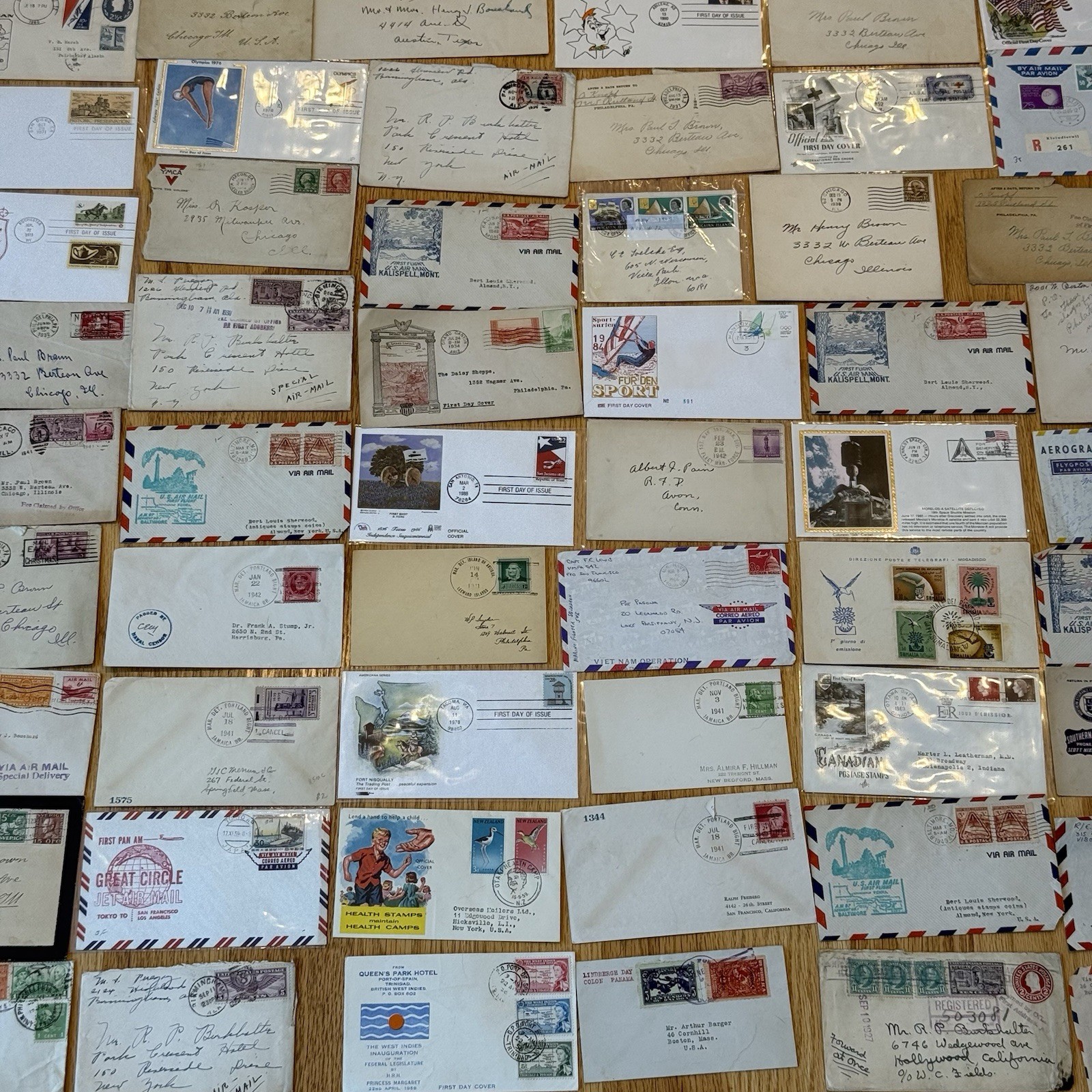 100 Early Postal Covers Random Pull 1890-1960 FDC Airmail Estate Lot