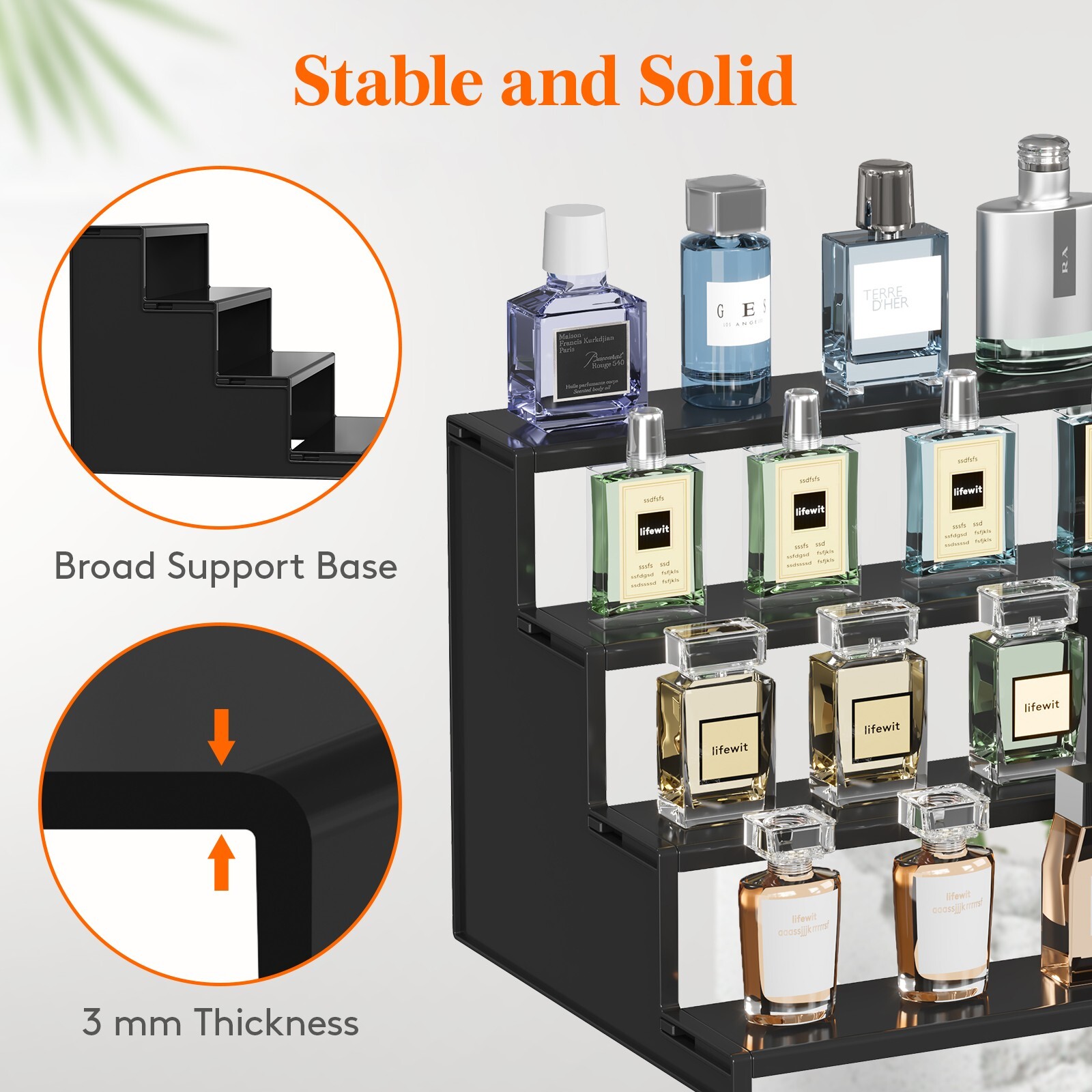 Lifewit Plastic 12 Inch Dark Cologne Stand, Step Perfume Organizer