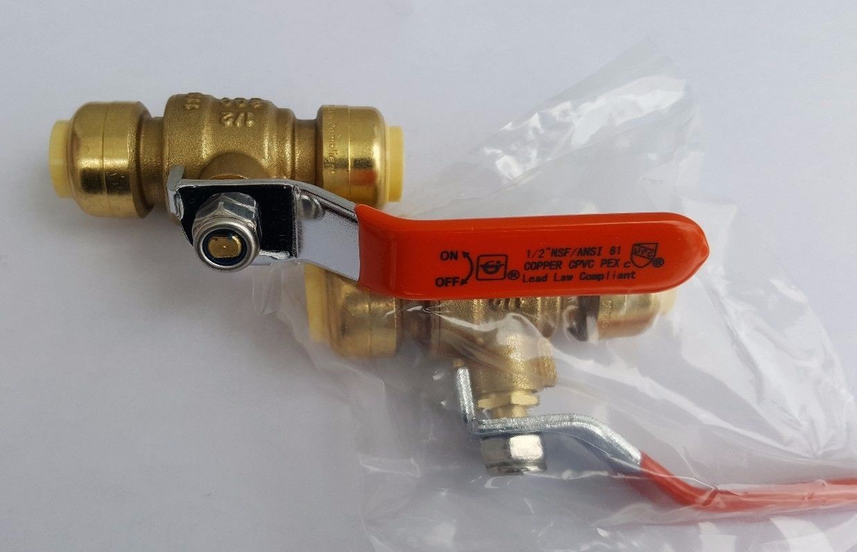 1 PIECE 1/2" PUSH FIT BALL VALVE WITH REMOVING CLIP