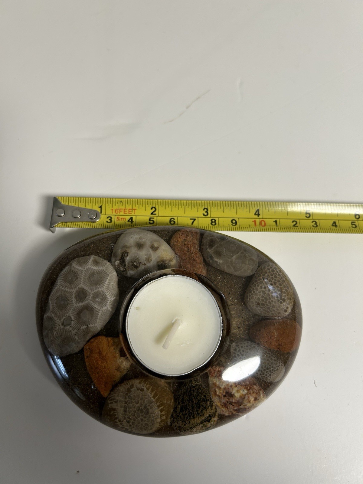 Petoskey Stone Resin Candle Holder