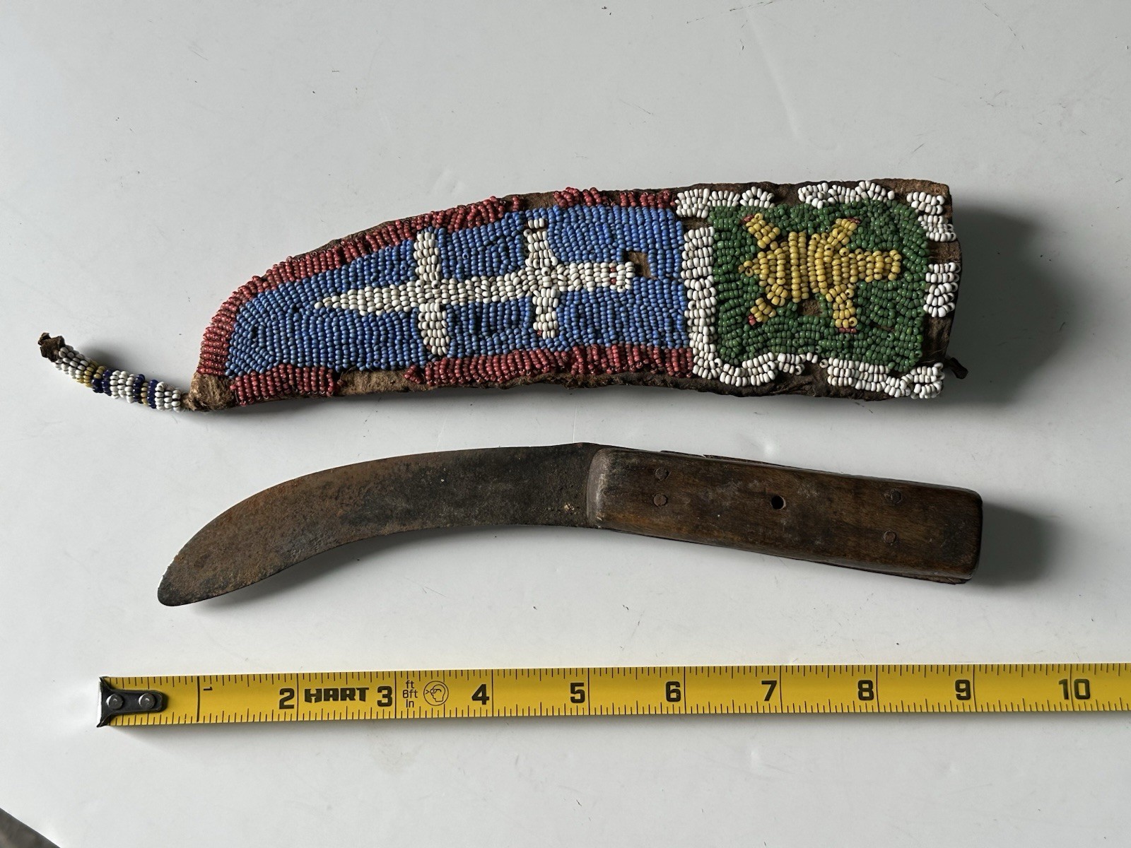 INCREDIBLE SIOUX PLAINS INDIAN HISTORIC BEADED KNIFE SHEATH, HISTORICAL