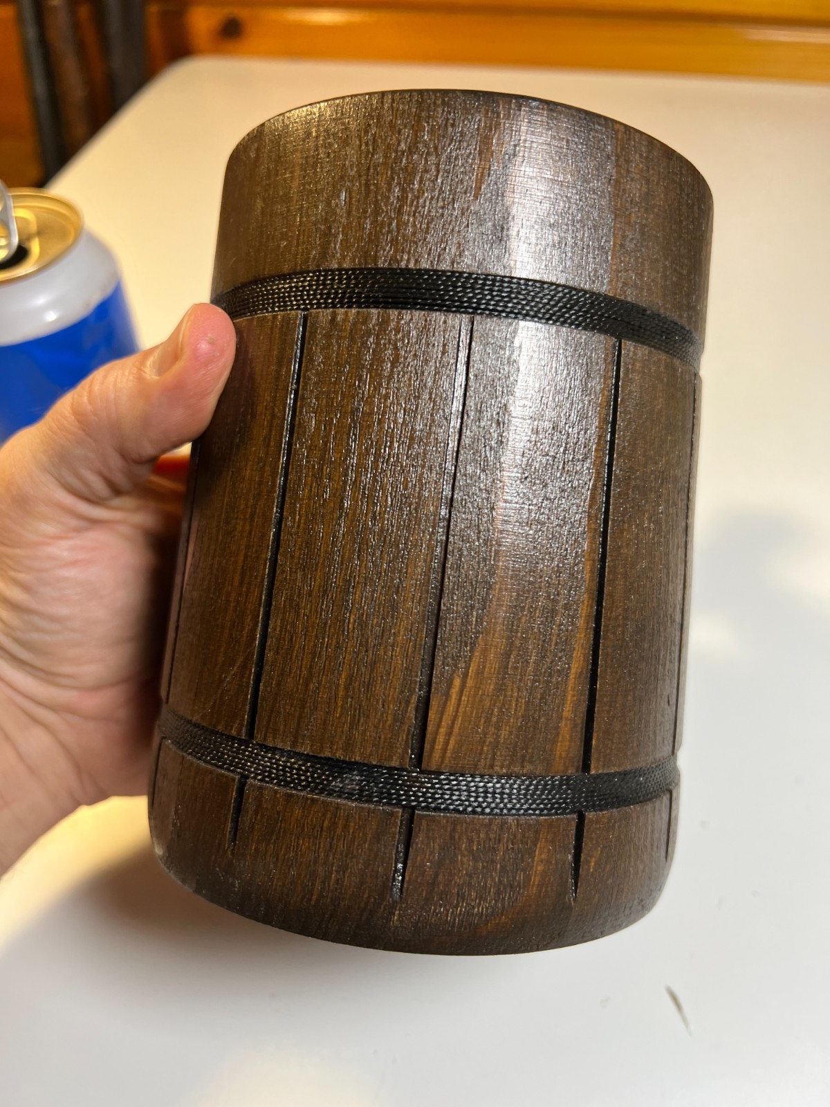 Medieval Wooden Wood Tankard Mug Cup Stein D&D Tavern LARP Stainless Steel DnD