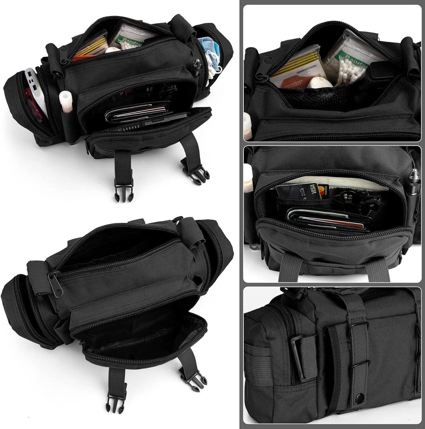 Bike Handlebar Bag Waterproof Front Storage Bag with Removable Shoulder Strap
