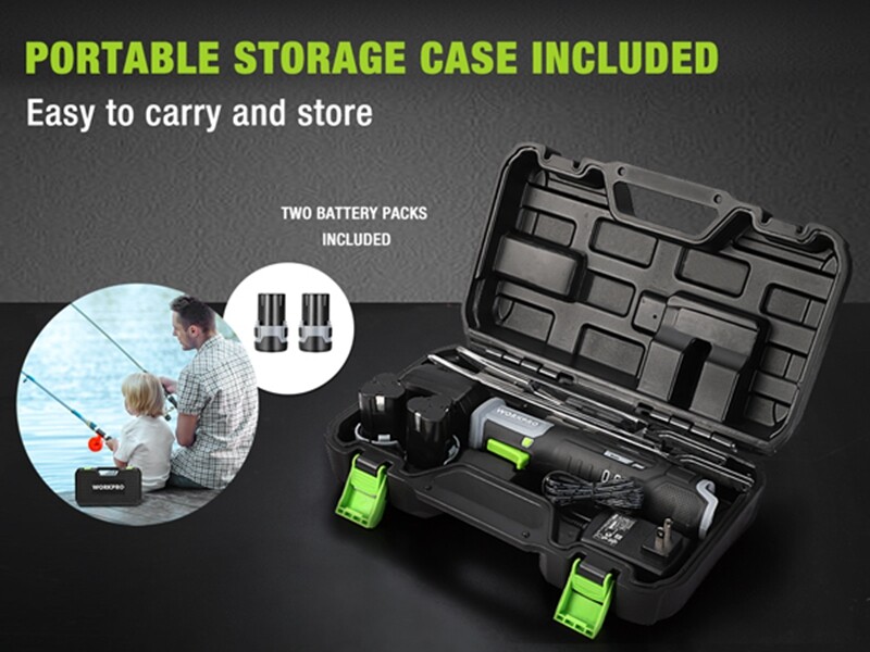 WORKPRO 2PC 10" 8" 12V Electric Fillet Knife Cordless Reciprocating Razor Blades