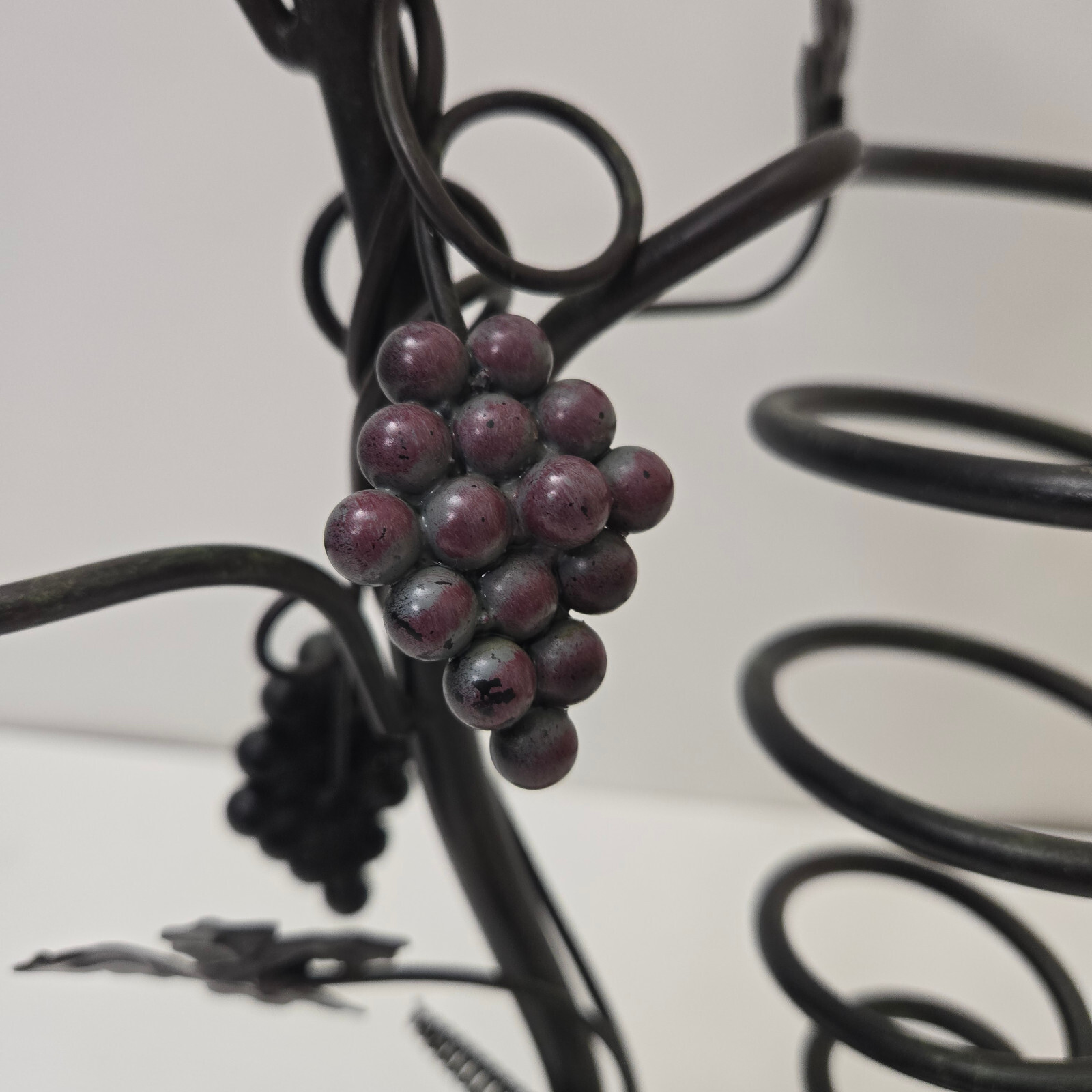 Metal Wine Rack, Holds Wine Bottle, 2 Glasses Candle On Top 17 1/2" tall