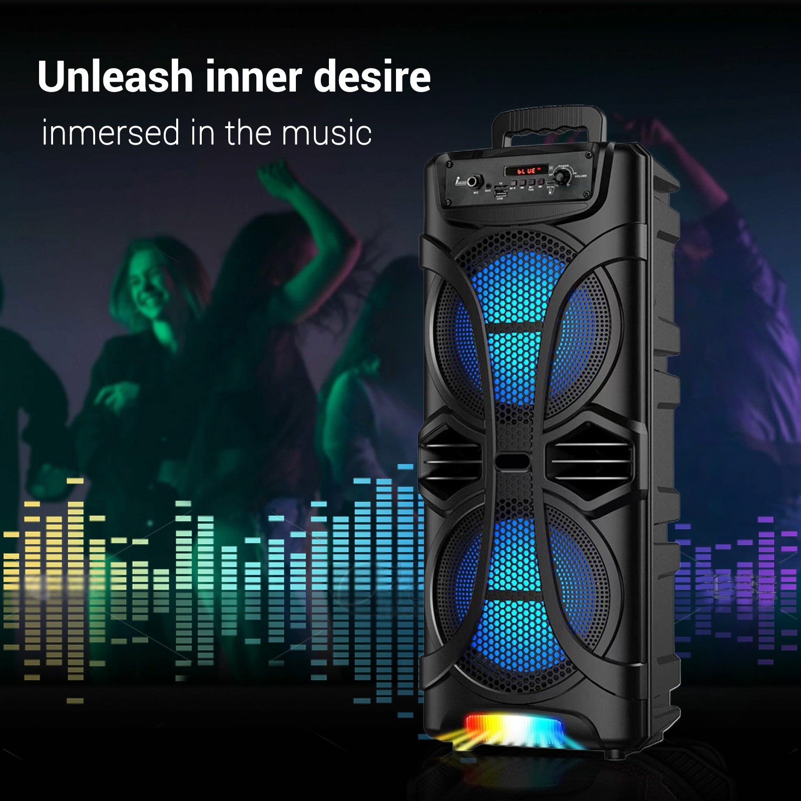6800W Portable Bluetooth Speaker Dual Sub woofer Heavy Bass Sound System Party