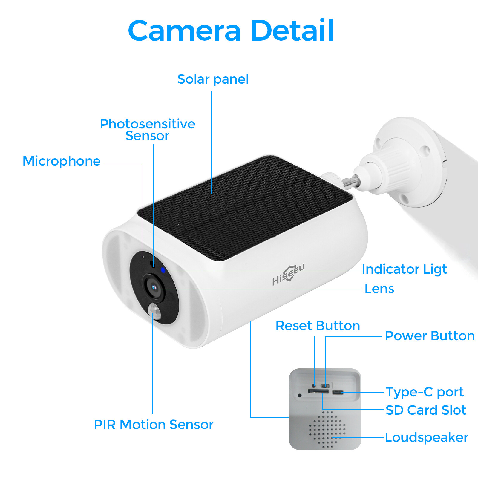 Hiseeu 4MP 10CH Wireless WIFI Solar Battery Powered Security Camera System Audio