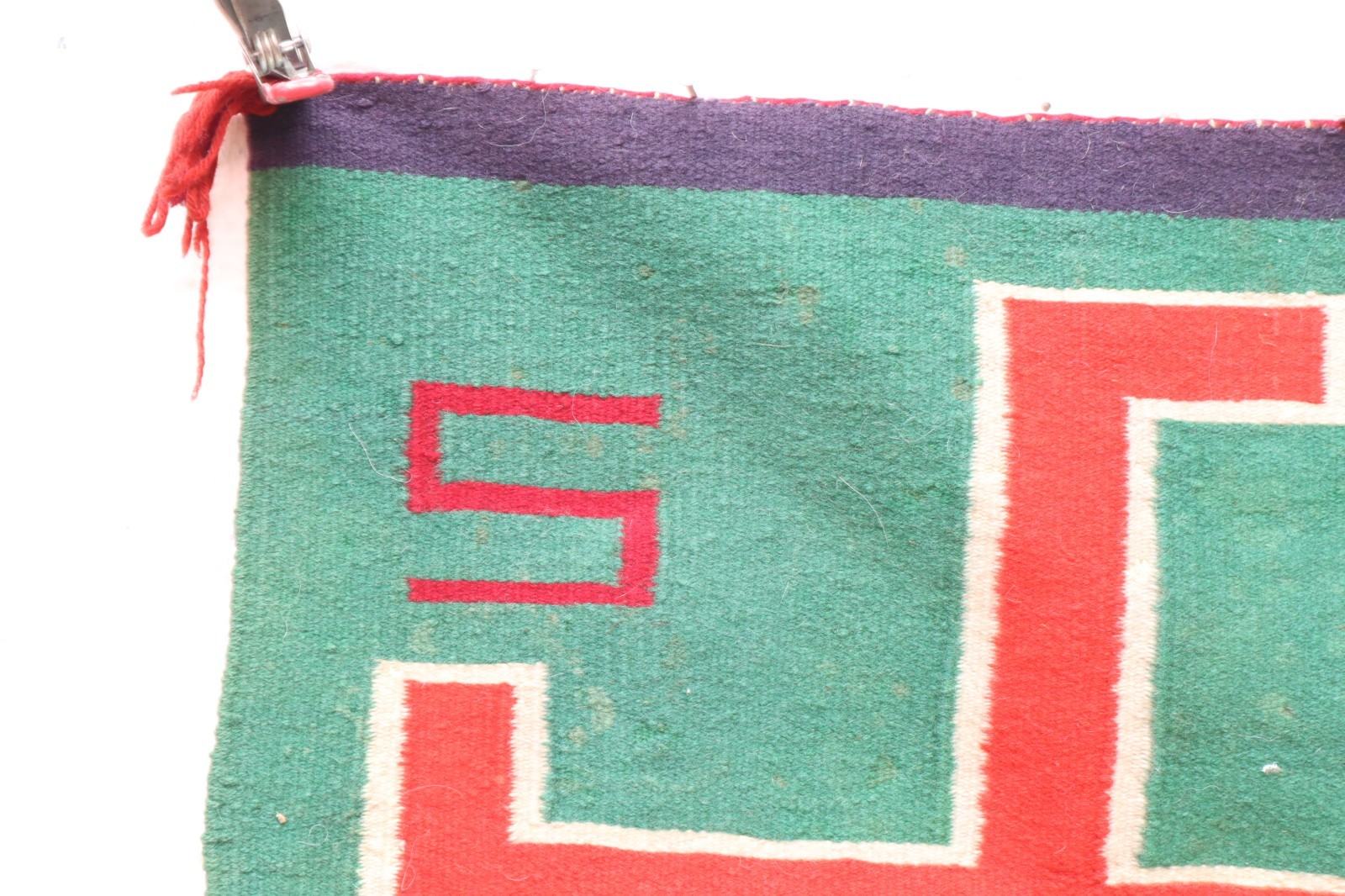 Antique Navajo Germantown Weaving Rug Pictorial Textile 23x22" VTG Whirling LOG