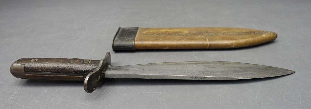 Original WWI 15" Bolo Knife w/ Scabbard SA-1916 USA #32635