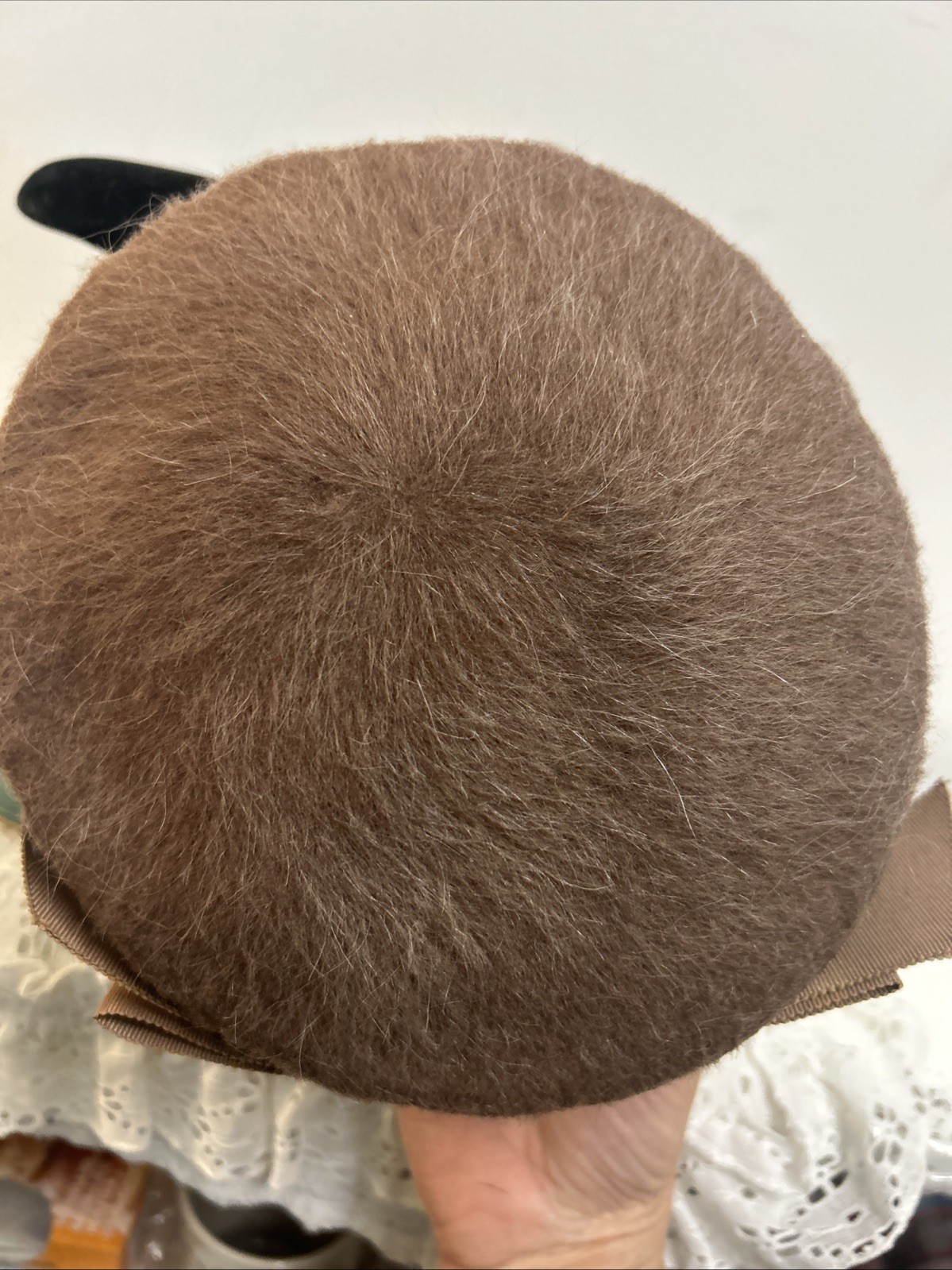 Henry Pollak New York Tan Women's Hat With Bow Vintage 100% Wool USA 50s-60s