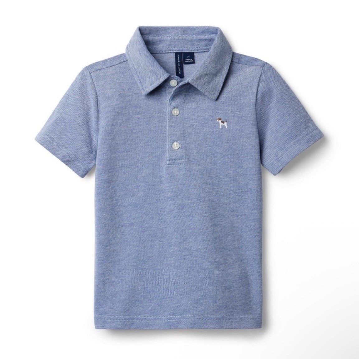 Janie and Jack Boys' Embroidered Pique Polo, Blue