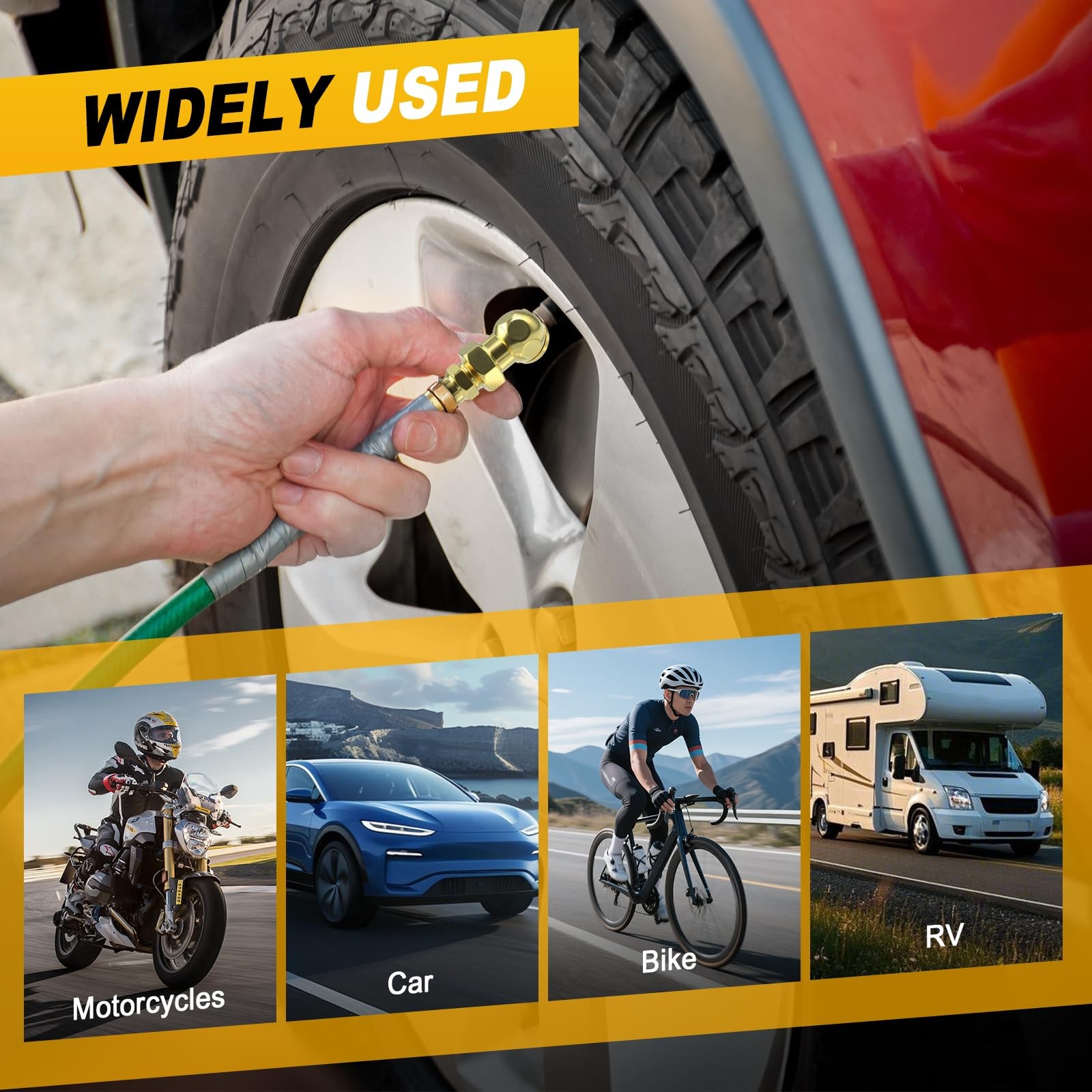 2Pcs Closed Air Chuck, 1/4" FNPT Portable Closed Flow Tire Chuck Inflator Nozzle