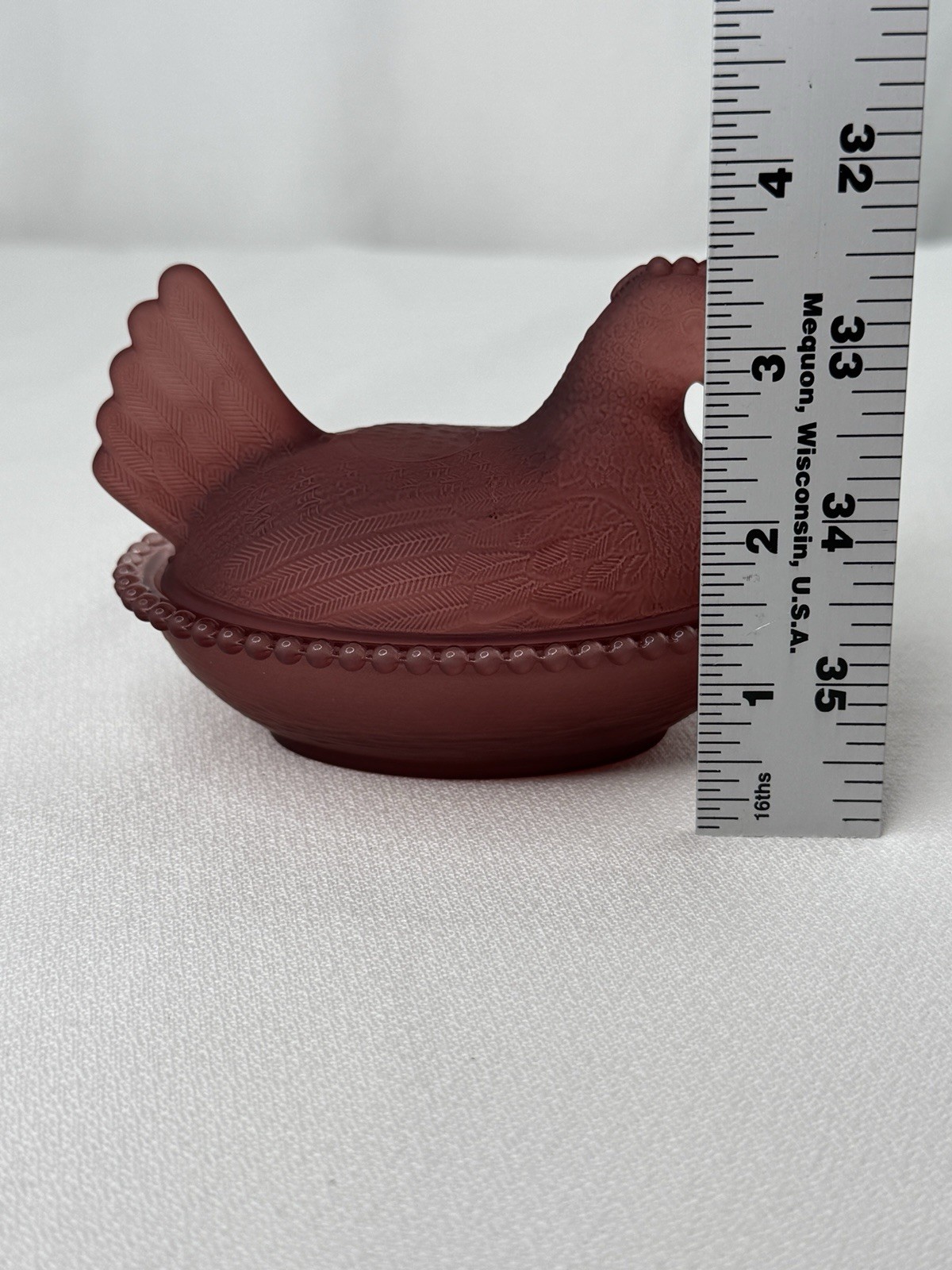 New Production Indiana Style Hen On Nest Glass Chicken Dish Satin Coffee