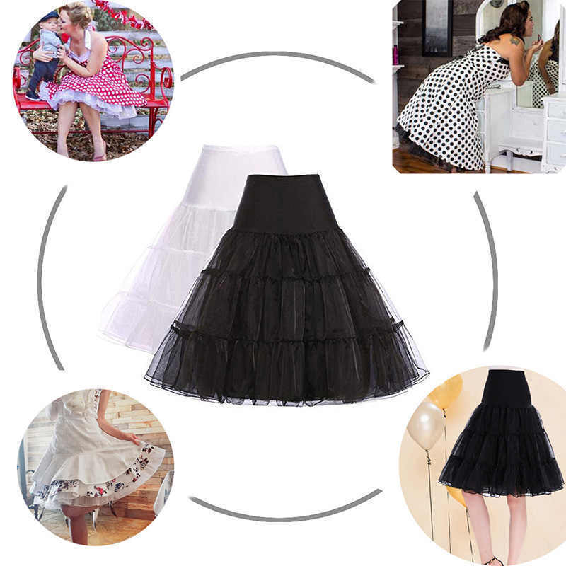 50S Women Petticoat Underskirt Retro Crinoline Half Slips Rockabilly Tutu Skirt