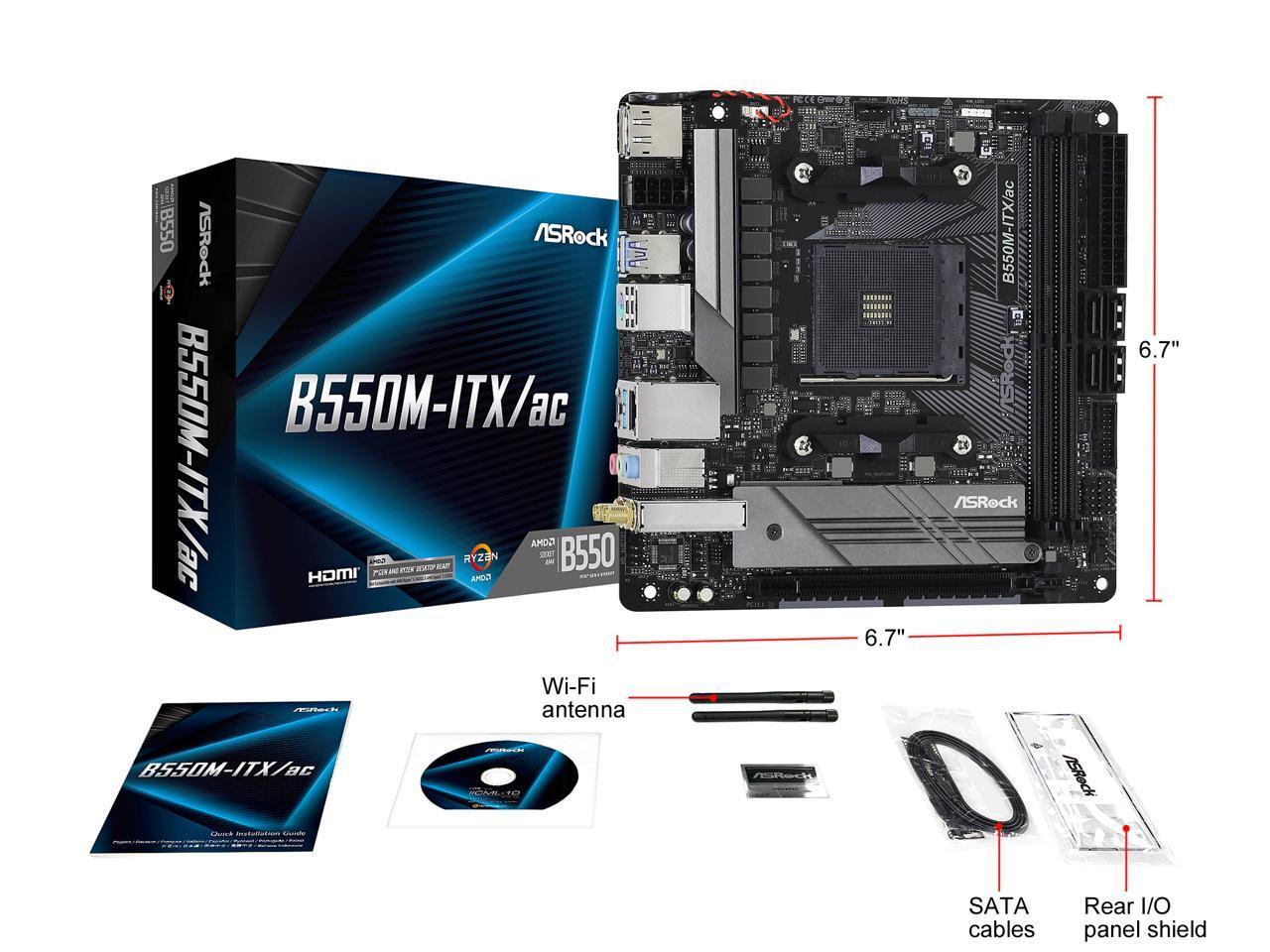 ASRock B550M-ITX/AC AM4 AMD B550 SATA 6Gb/s Mini ITX AMD Motherboard