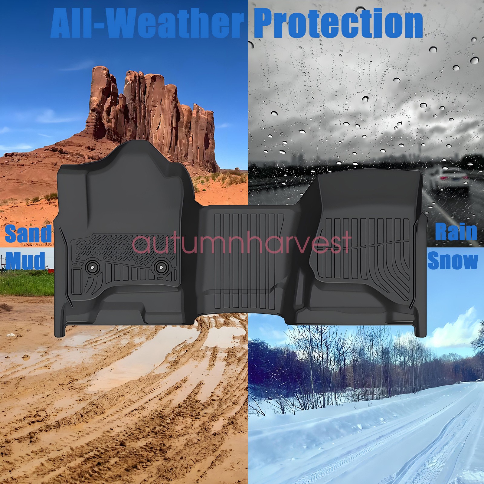 Floor Mats Liner For 2014-2019 Chevy Silverado GMC Sierra Crew Cab Front & Rear