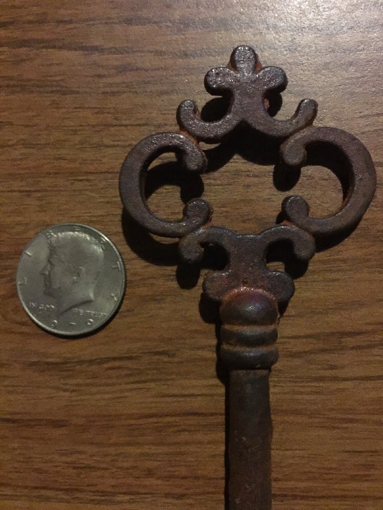 Victorian Master Door Cast Iron Skeleton Key HUGE Cathedral Patina Collector DAM