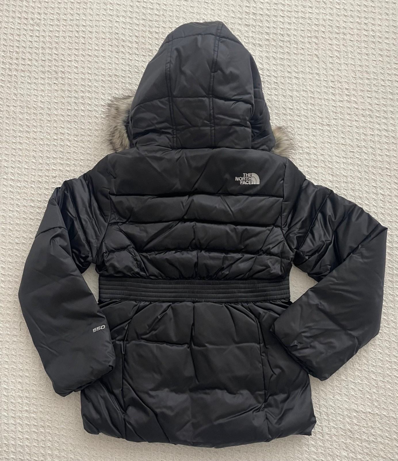 The North Face Girl Gotham 2.0 Goose Down Puffer Jacket Hoodie Fur Black M 10/12