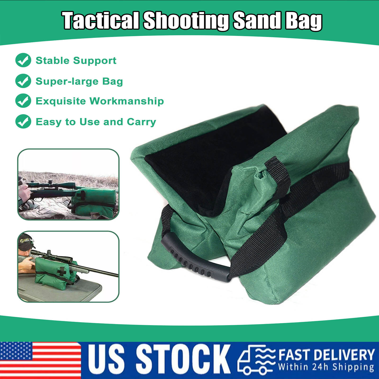 Tactical Shooting Gun Rest Bench Front&Rear Stand Bag Hunting Combo Set Unfilled