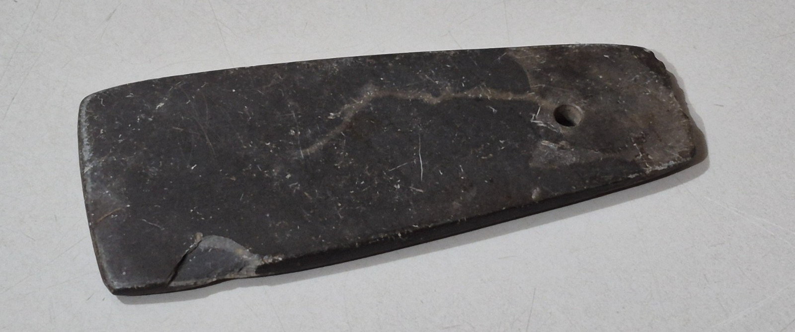 Antique Carved & Drilled Gorget Primitive Axe Head Decoration / Cutting Tool