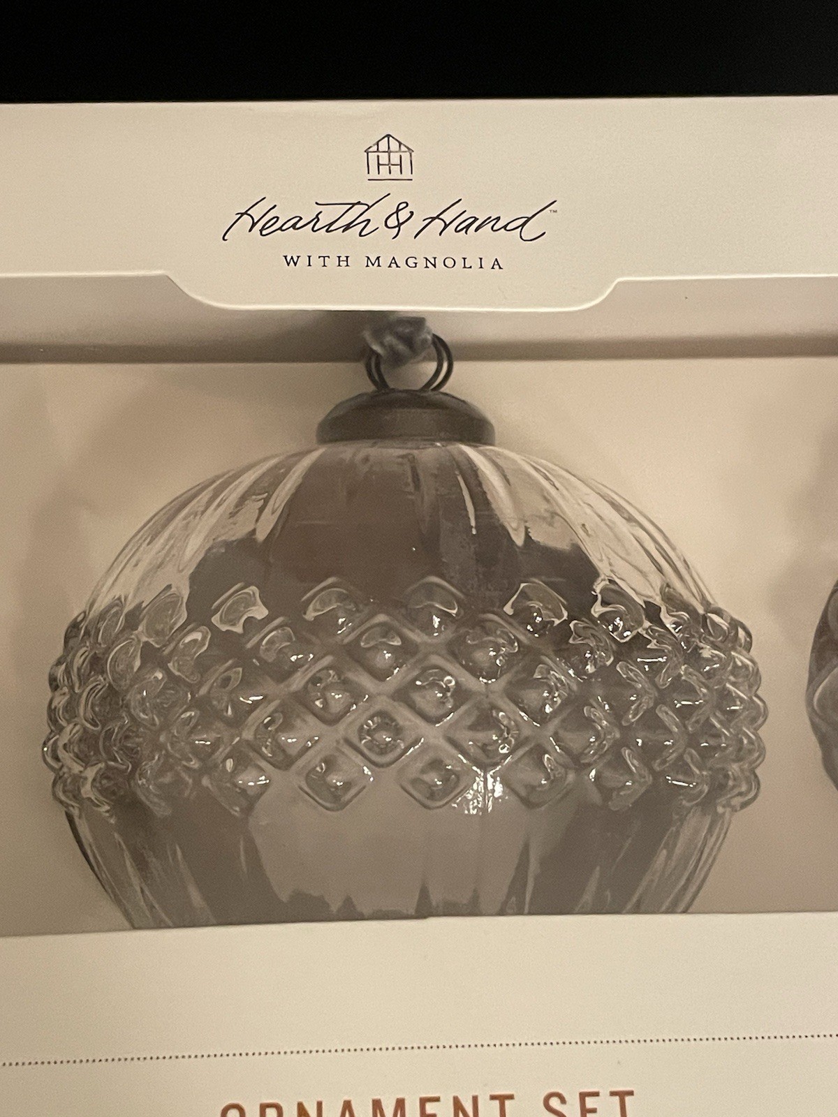 Hearth & Hand Magnolia Ornate Clear Glass Ornaments Set 2025 Holiday Collection