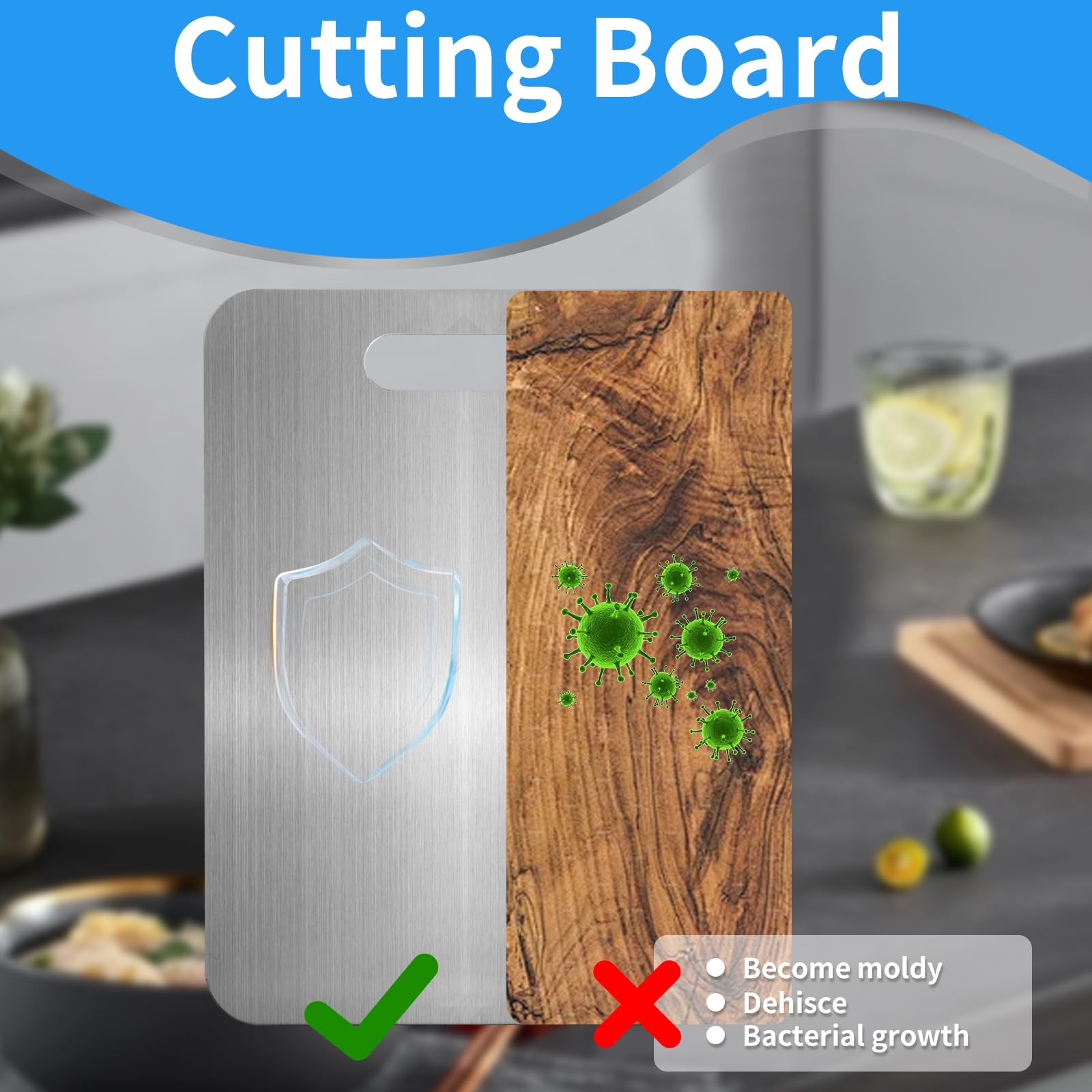 Tivano Titanium Stainless Steel Cutting Board for Kitchen (13.4 * 9 Inch)
