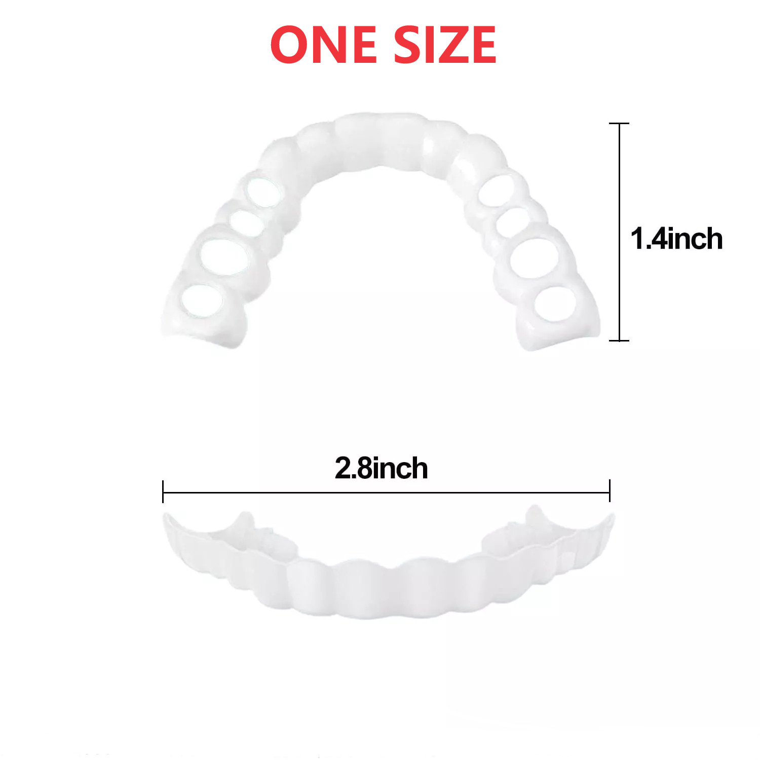 Snap On Upper＆Bottom Set False Teeth Dental Veneers Denture Tooth Cover Silicone