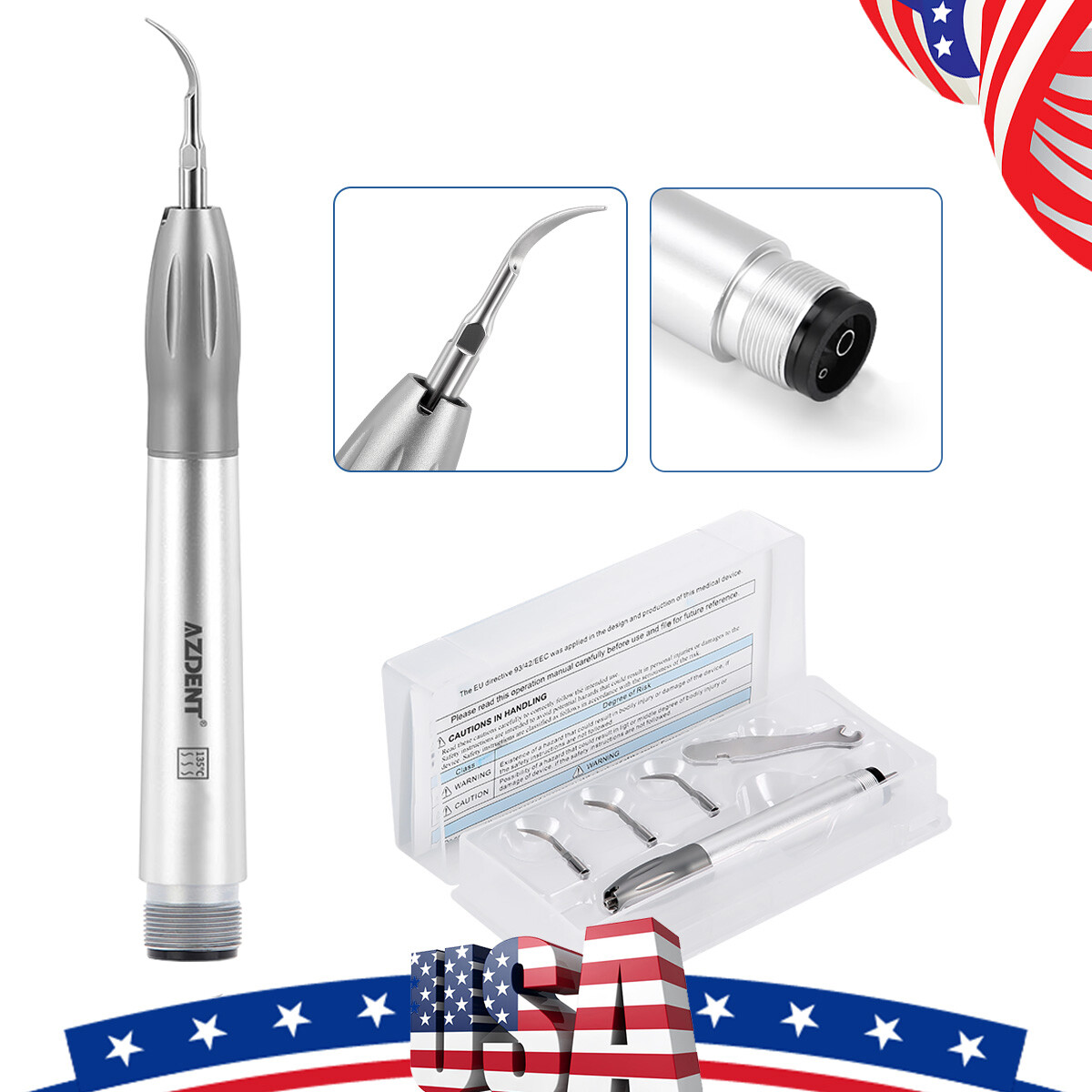 AZDENT Dental Ultrasonic Air Perio Scaler Handpiece Hygienist 2/4Holes