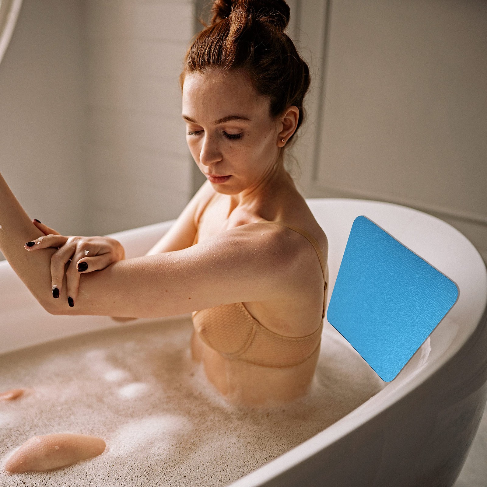 MINIVON Bath Chair Pad with Adhesive Backing Non Slip Shower 15 x 12 inches