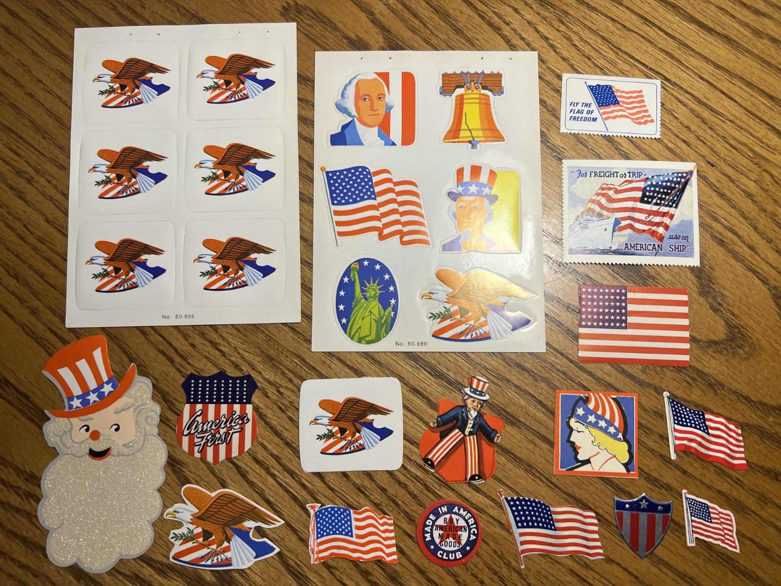 Made in America First Patriotic Stamp Label Lot American Flag USA Uncle Sam