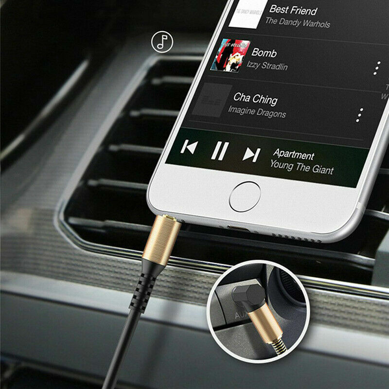3.5mm Male to Male AUX Cable Cord L-Shaped Right Angle Car Audio Headphone Jack