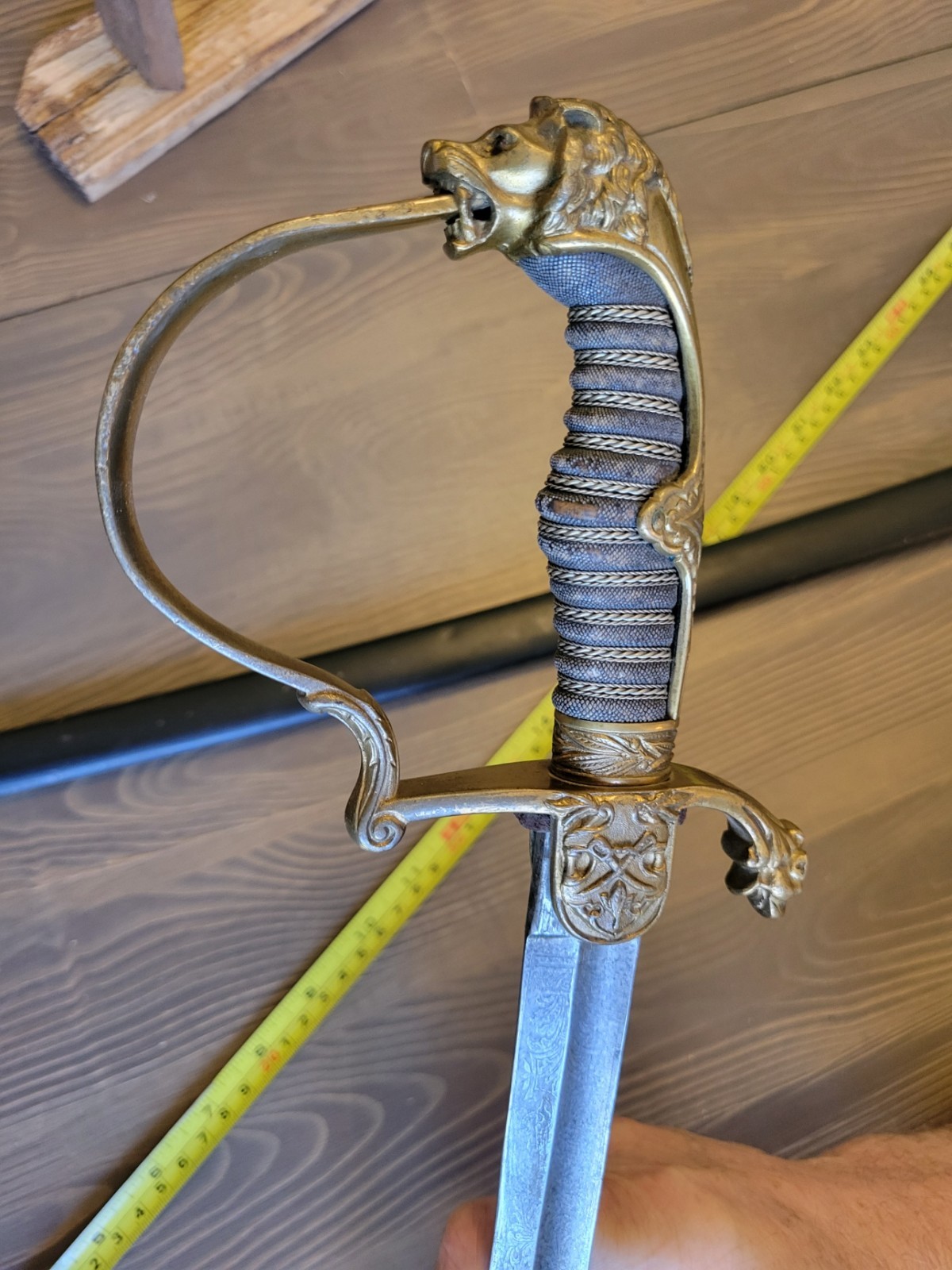 Antique WWI German/Prussian Triple-Etched Lion's Head Officer's Sword