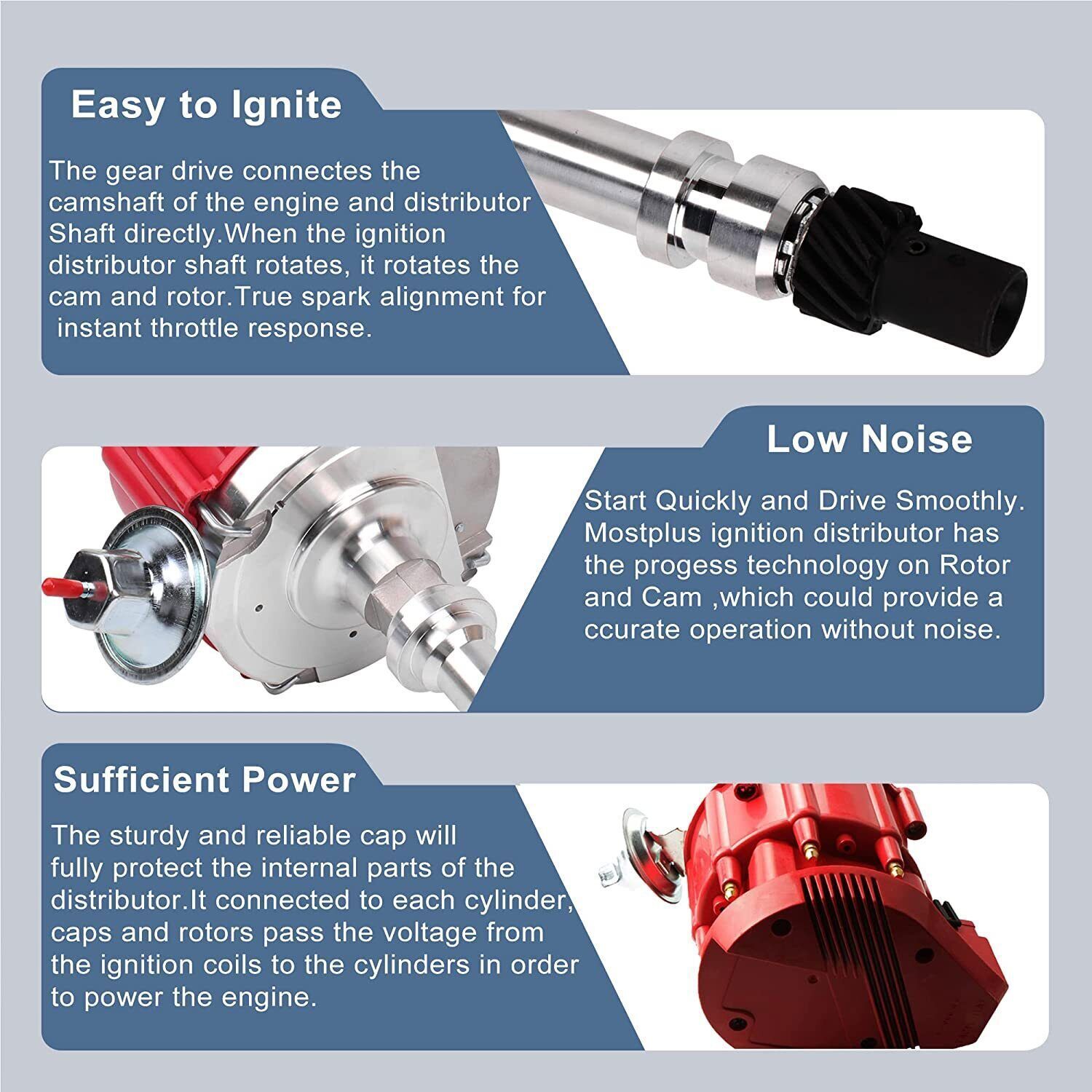 Performence HEI Distributor Red Super Coil for Chevy SBC 305/350/400 Small Block