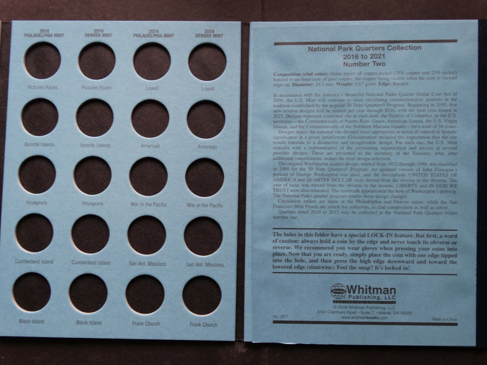 Set of 2 Whitman National Park Quarters Coin Folder 1 & 2 2010-2021 Album Book