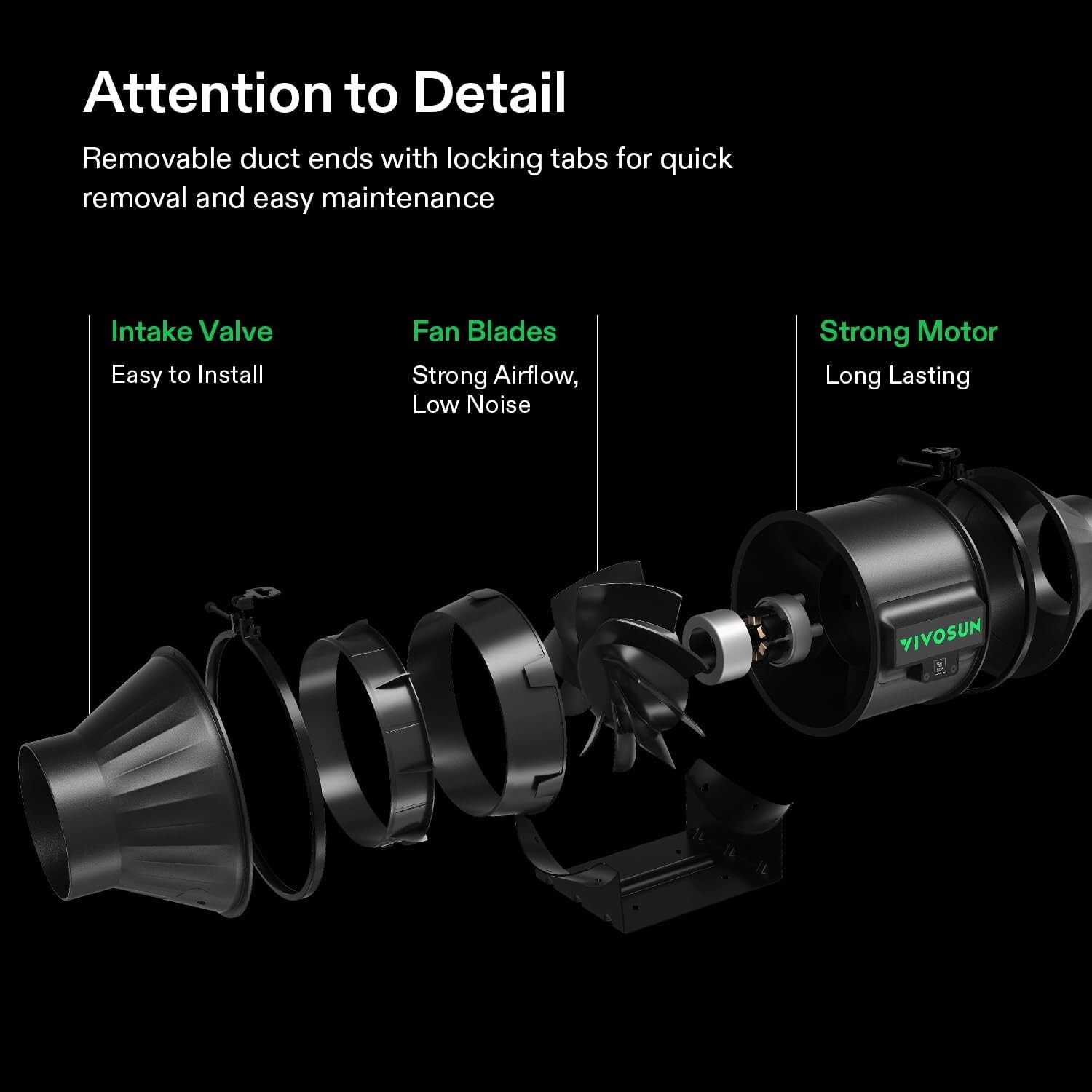 VIVOSUN AeroZesh T6 6'' 408 CFM Inline Duct Fan w/E42A,Carbon Filter &8' Ducting