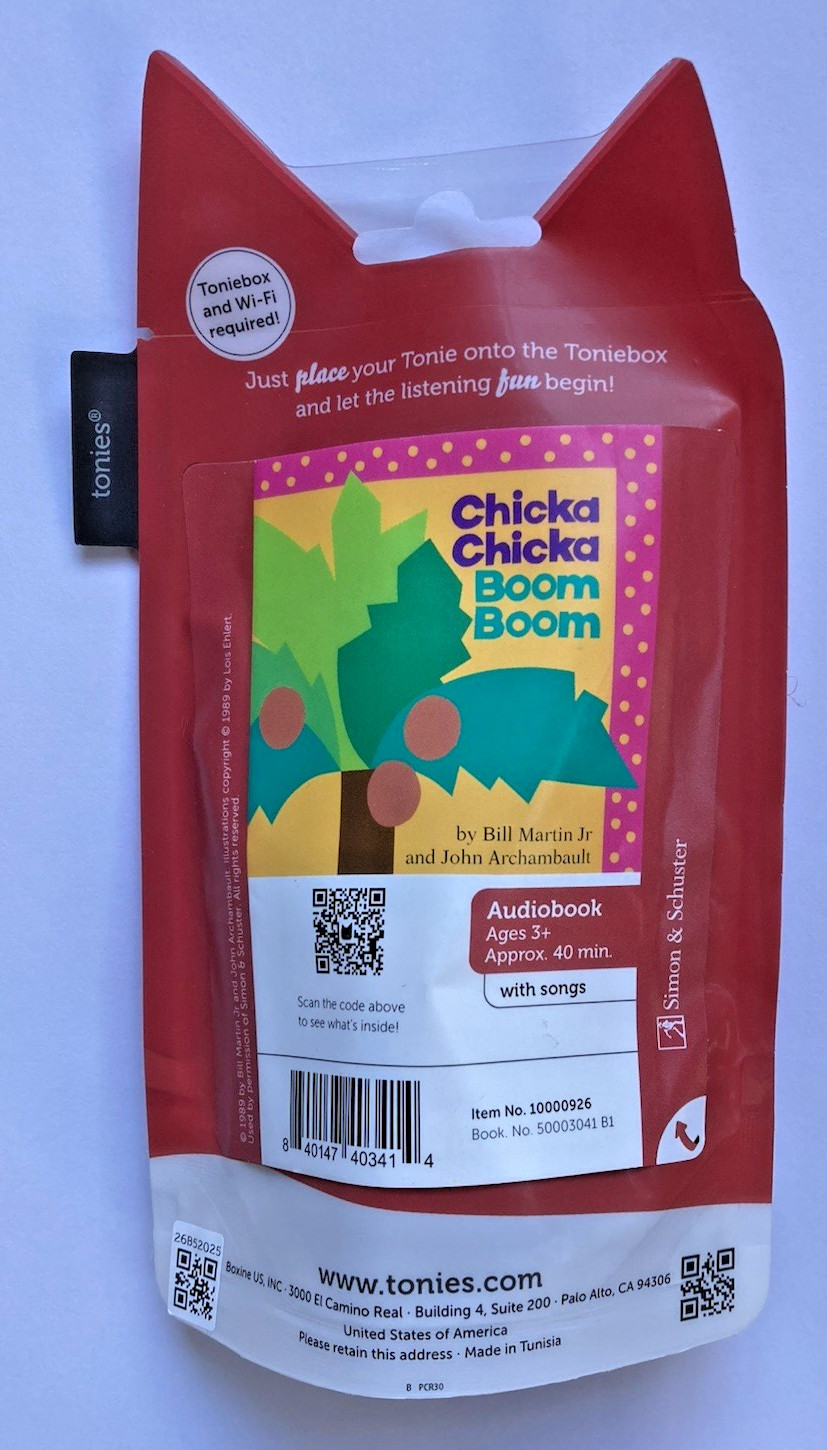 CHICKA CHICKA BOOM BOOM Tonies Audiobook BRAND NEW Audio Character In Package