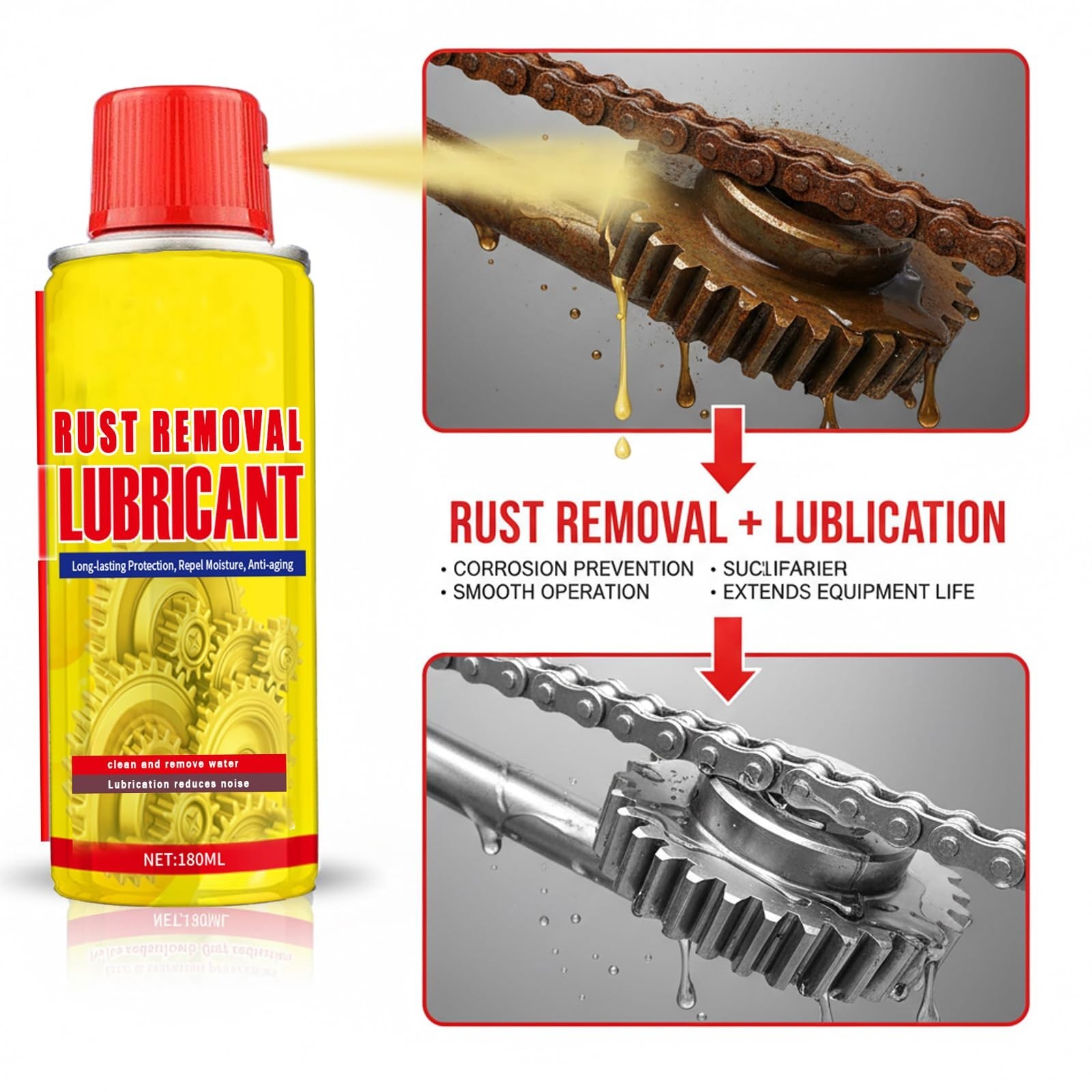 2-in-1 Rust Remover Anti-Rust Lubricant Spray for Metal Tools Vehicles 6.1oz