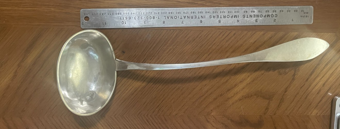LARGE ANTIQUE Johann Heinrich Lorenz Kleucker  12-lot SILVER PUNCH LADLE  201 g