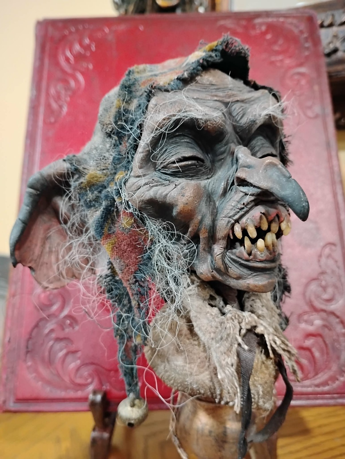 Goblin Mummified Severed Head Handmade Sculpture by Spanish Artist Moise Espina