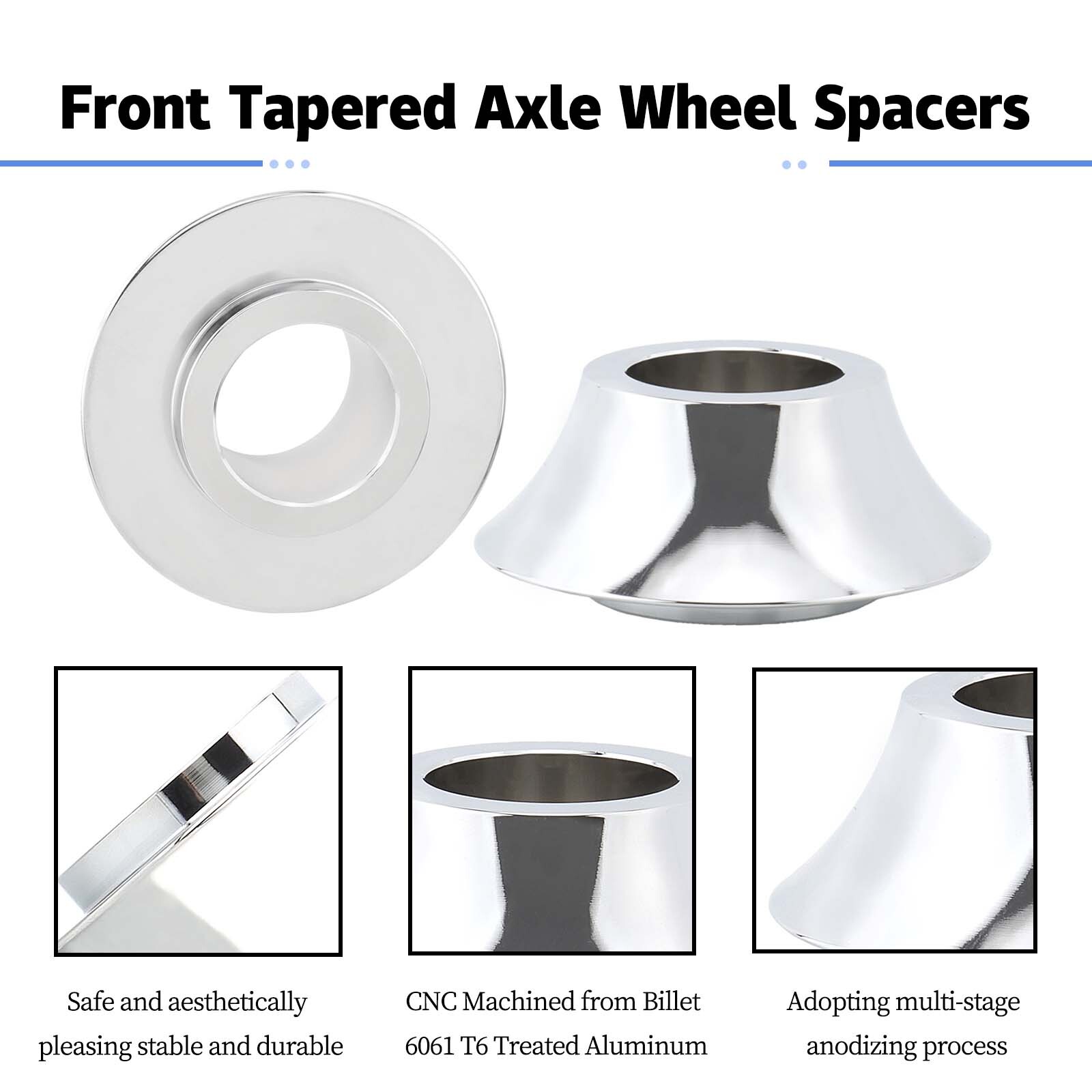 Chrome 1" Tapered Axle Wheel Spacers For Harley Street Glide Road King 2008-2023