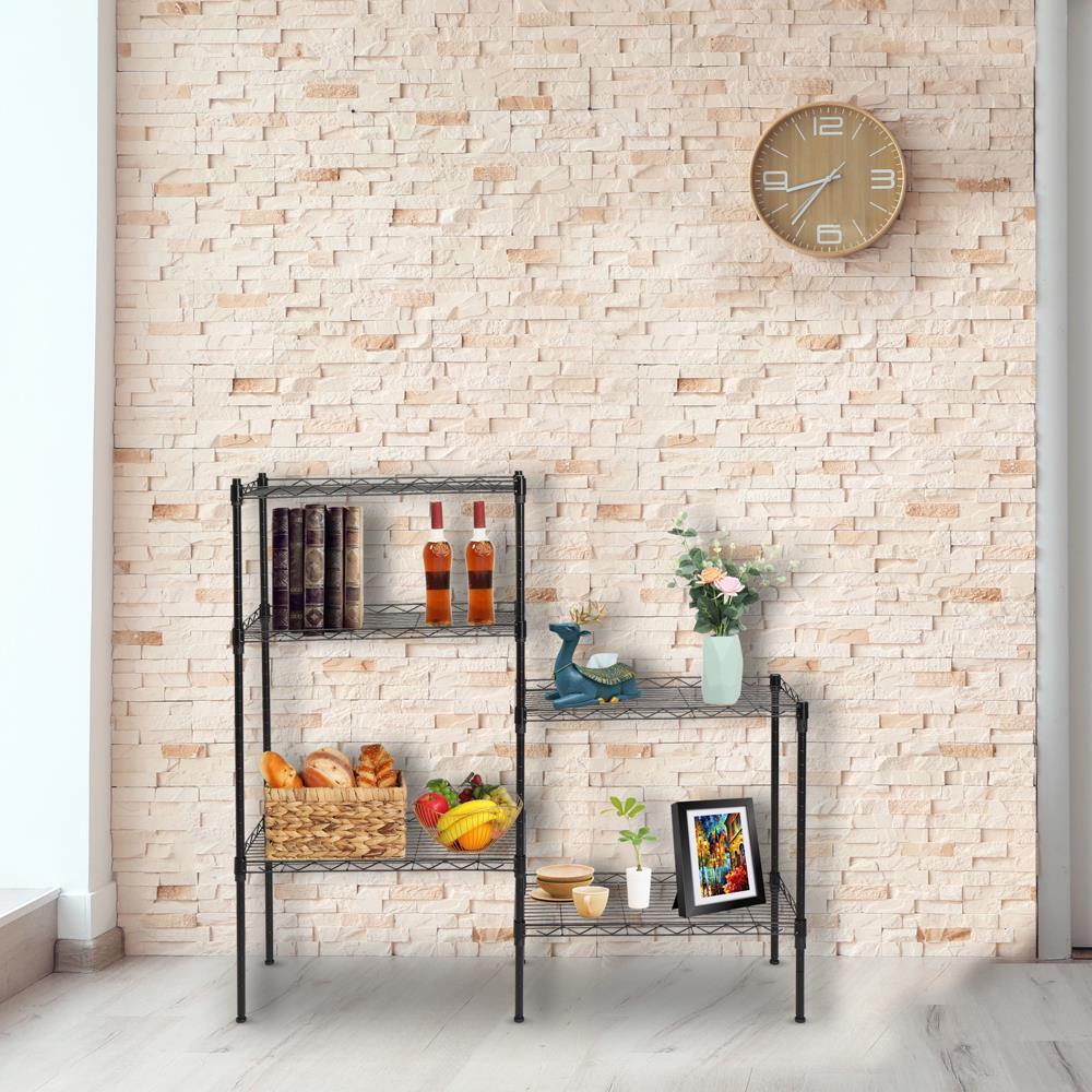 5 Tier Assembled Wire Shelving Rack Adjustable Shelf Storage Unit Bookshelf