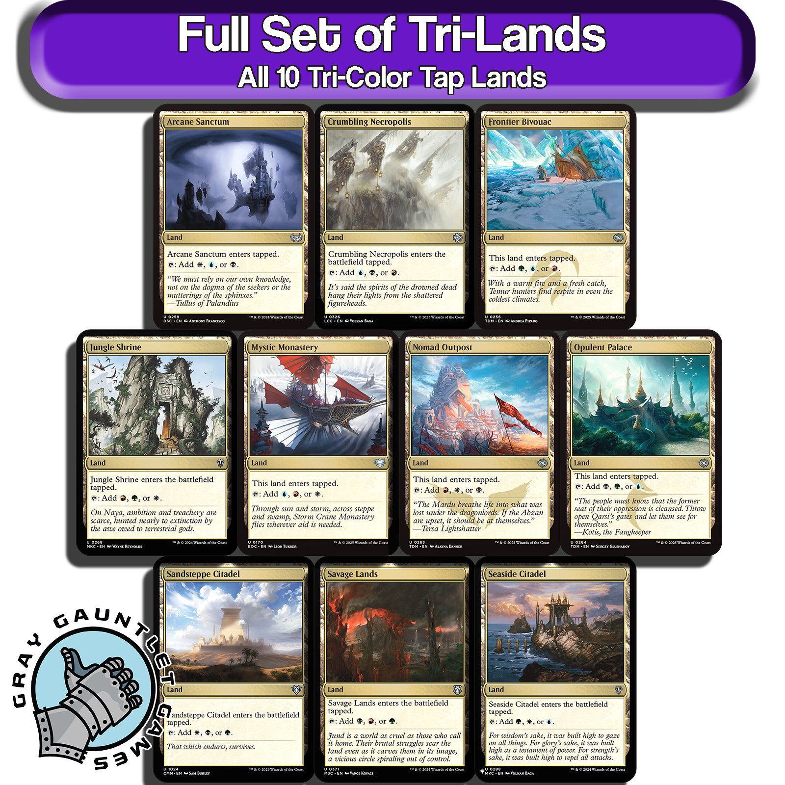 Tri Lands MTG Full Set All 10 Shards Wedges Magic Commander Staples EDH Mana Lot