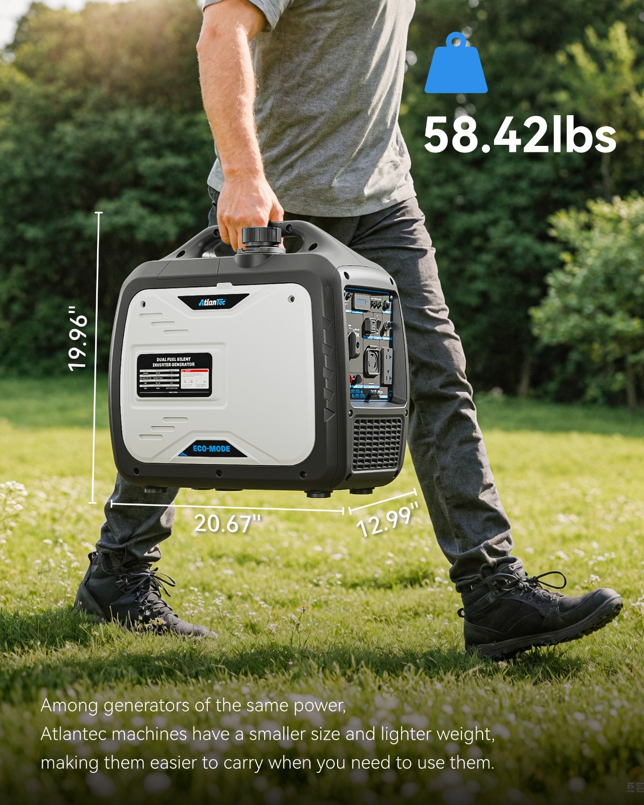 4000 Watt Dual Fuel Inverter Generator, RV Ready Super Quiet Propane Generator