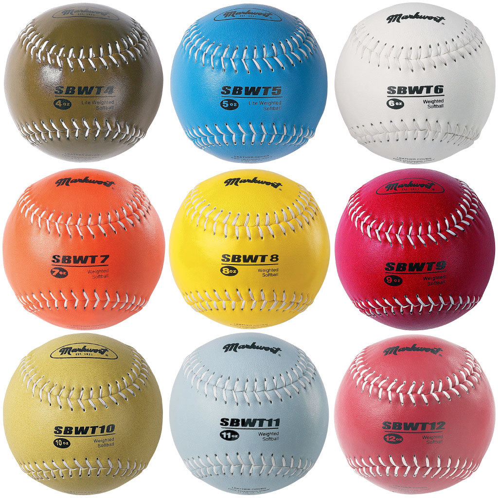 Markwort Weighted 12" Softball Lightweight Leather Training Workout Ball SBWT
